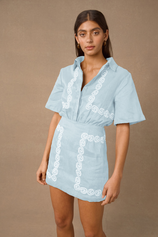 ORA SHIRT DRESS - BLUE AND WHITE