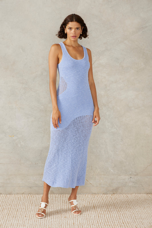 MARINA KNIT DRESS - SOFT BLUEBELL