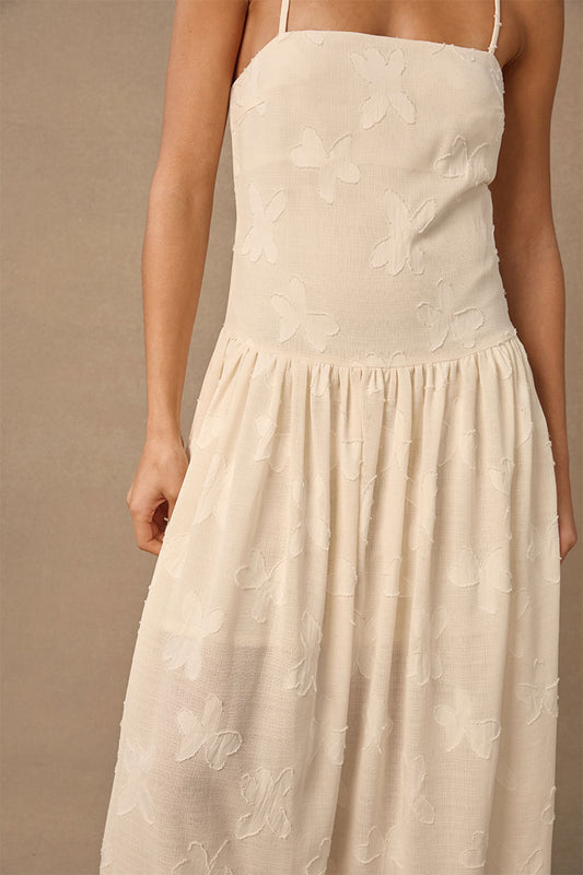 CAPRICORN MIDI DRESS - CREAM