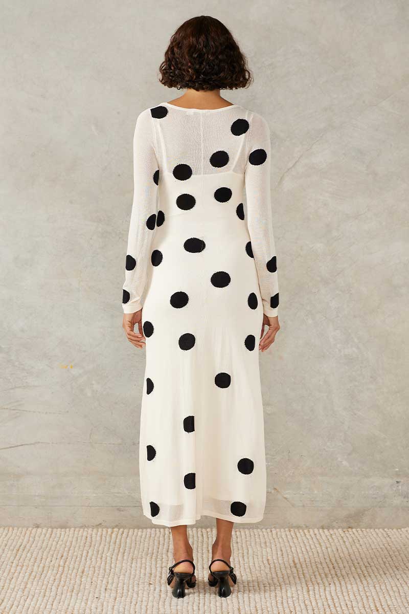 ELLIPSIS KNIT MIDI-DRESS - VANILLA BEAN SPOT