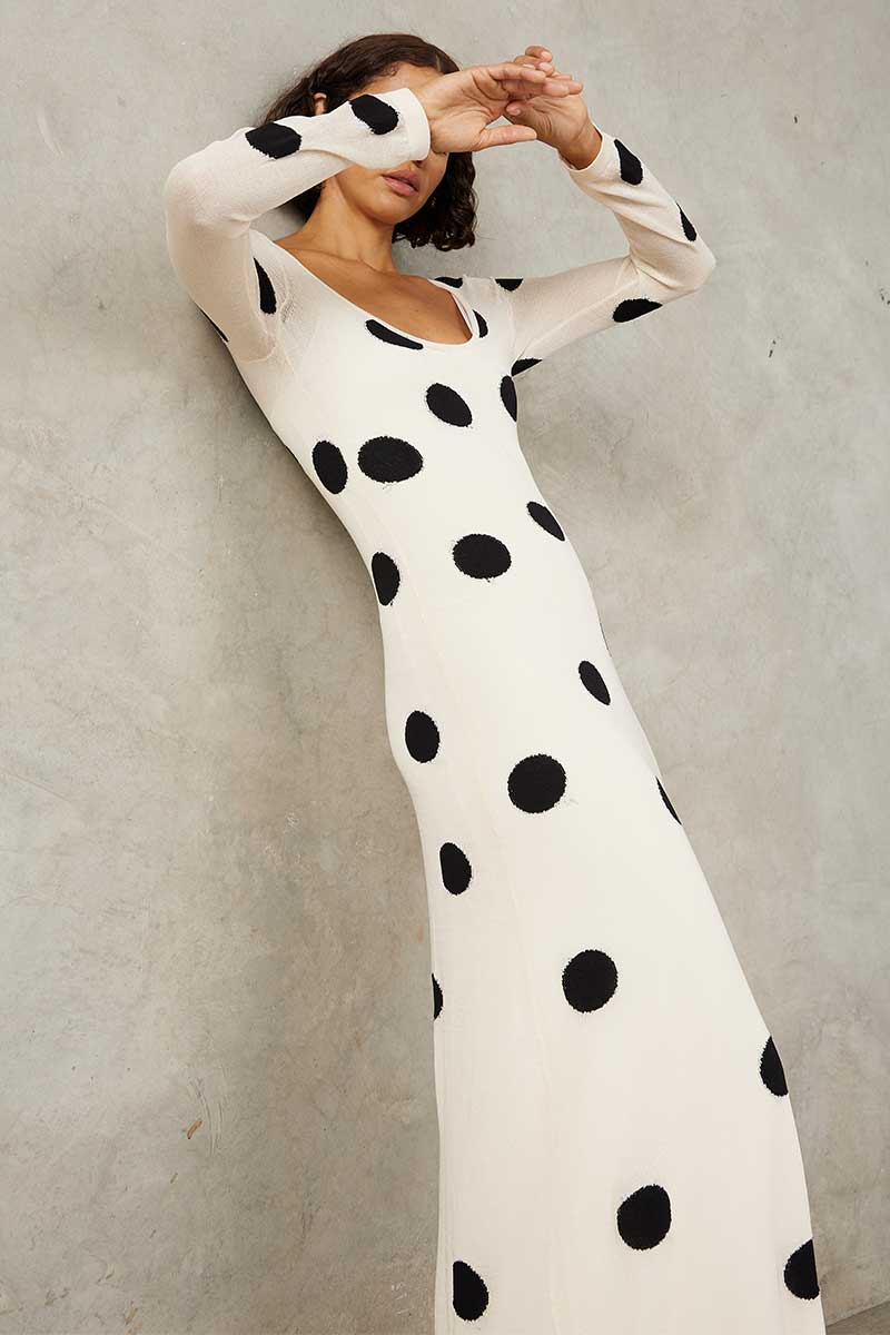 ELLIPSIS KNIT MIDI-DRESS - VANILLA BEAN SPOT