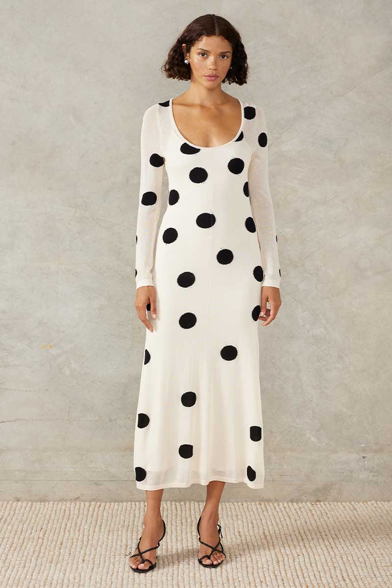 ELLIPSIS KNIT MIDI-DRESS - VANILLA BEAN SPOT