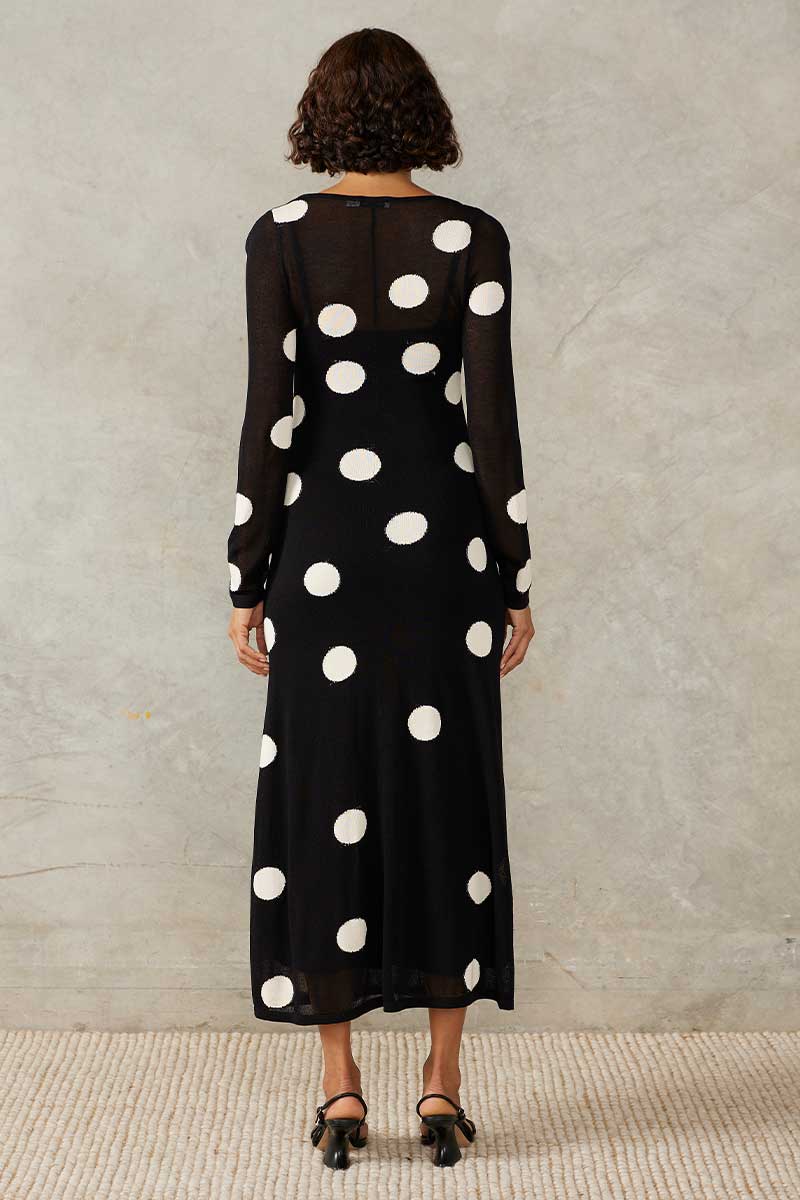 ELLIPSIS KNIT MIDI DRESS - MONOCHROME SPOT