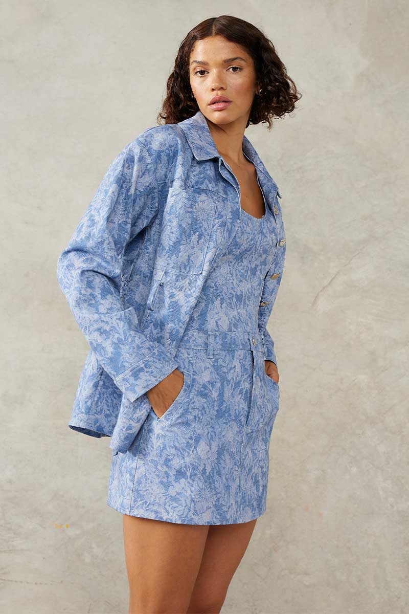 FLOURISH DENIM SHACKET - FLOURISH DENIM PRINT