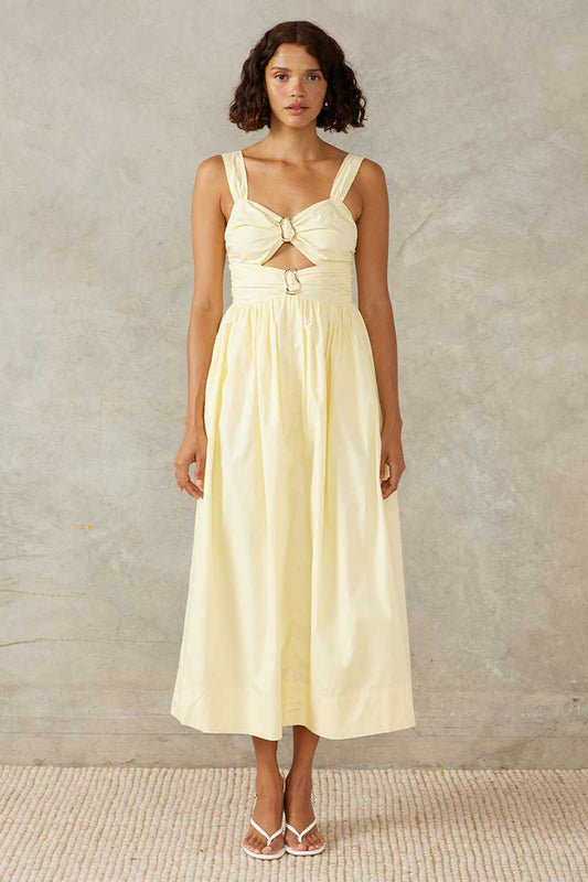 MALIBU MIDI DRESS - LEMON