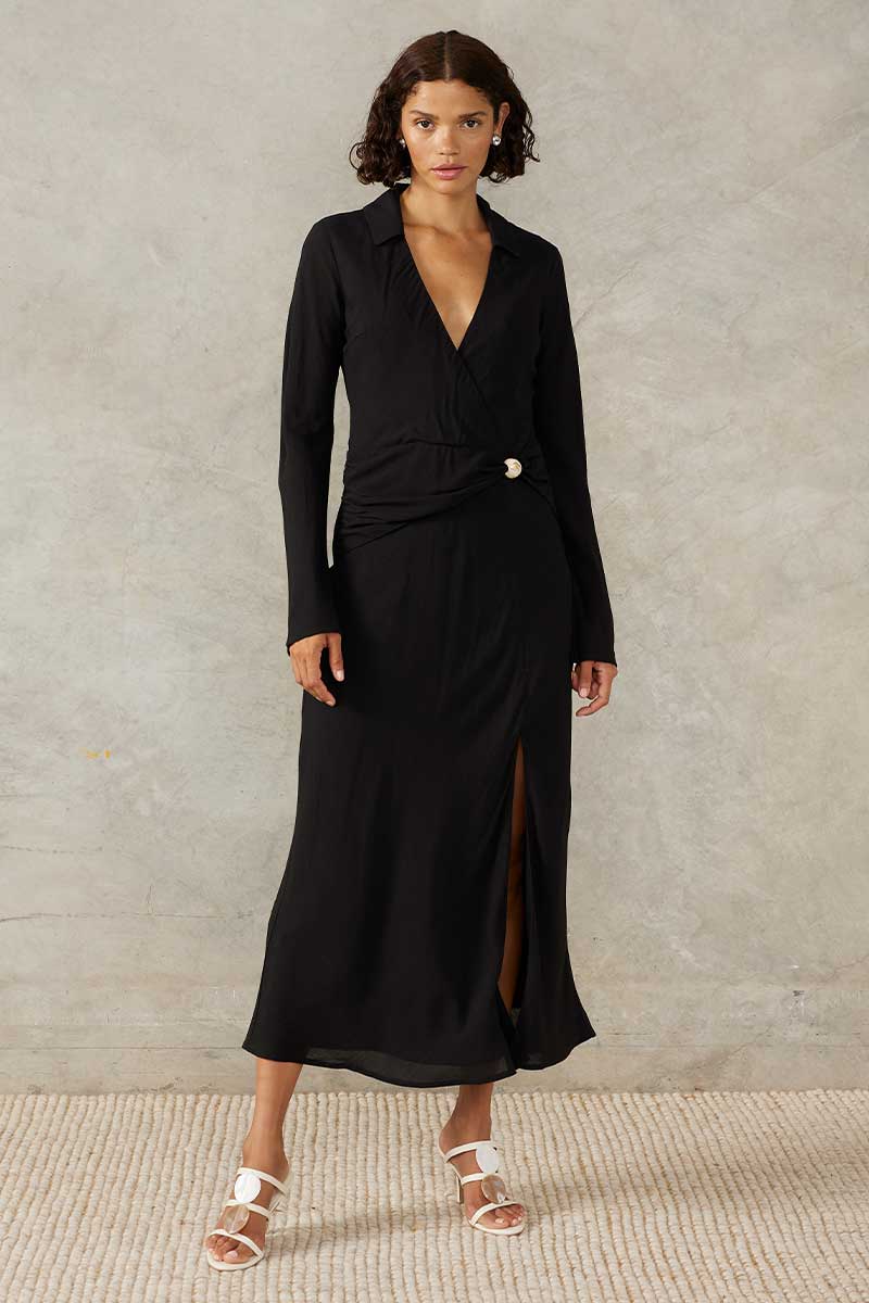 MARSEILLE MIDI DRESS - BLACK