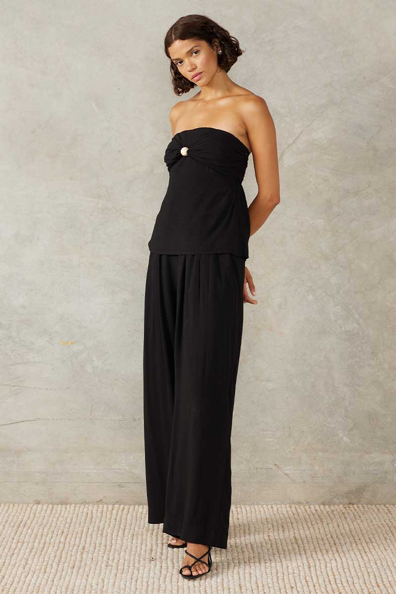 MARSEILLE STRAPLESS TOP - BLACK