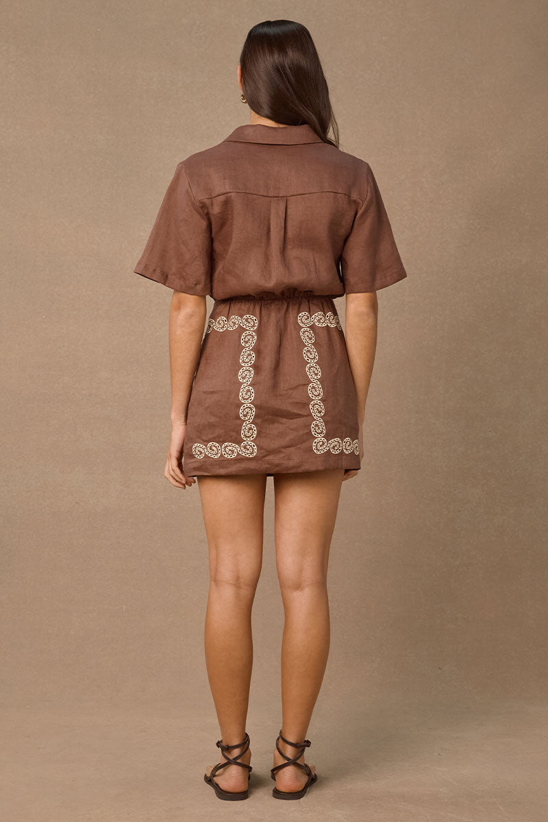 ORA SHIRT DRESS - COCAO AND BISCUIT