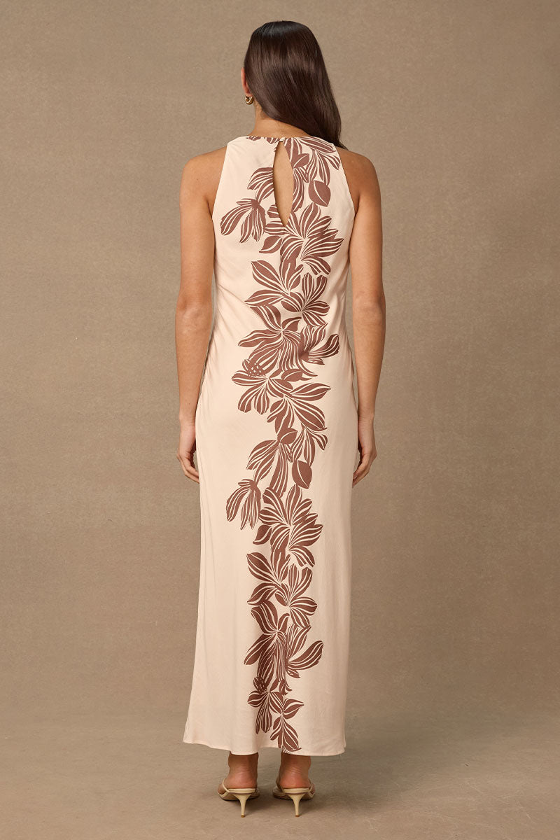 PALMERA MAXI DRESS - CREAM BASE PALMERA FLORAL