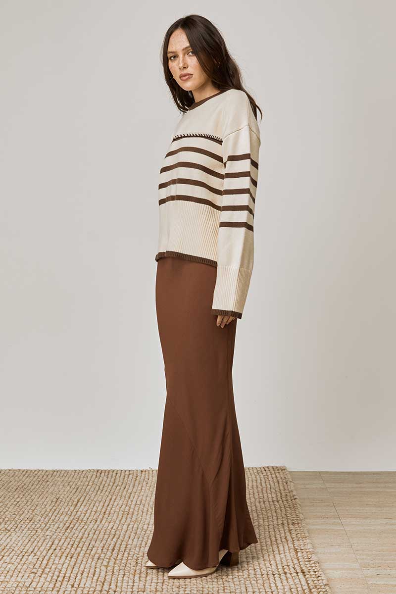 RHYTHM STRIPE KNIT - OAT/COFFEE STRIPE