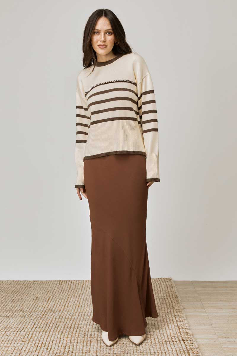 RHYTHM STRIPE KNIT - OAT/COFFEE STRIPE