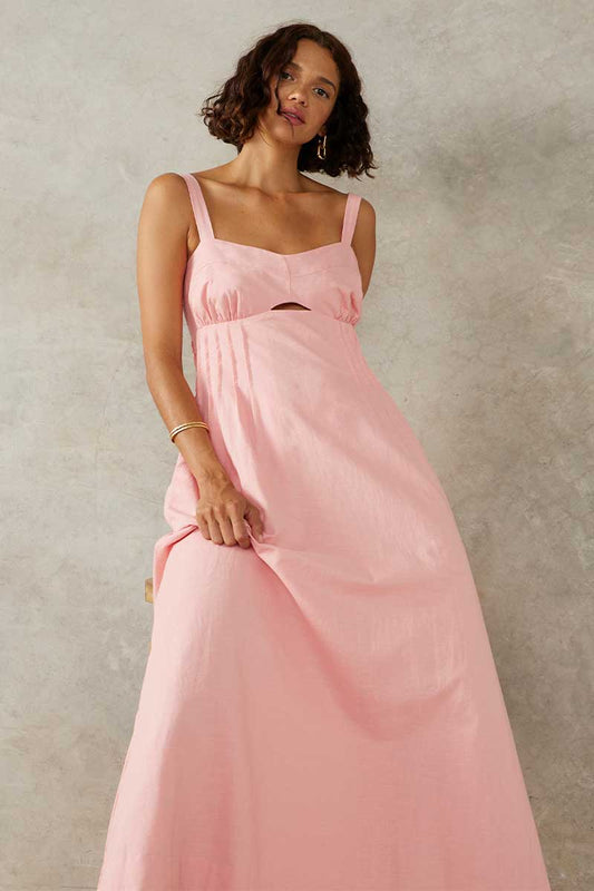 SUNLIGHT MIDI DRESS - BLUSH PINK