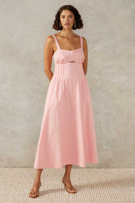 SUNLIGHT MIDI DRESS - BLUSH PINK