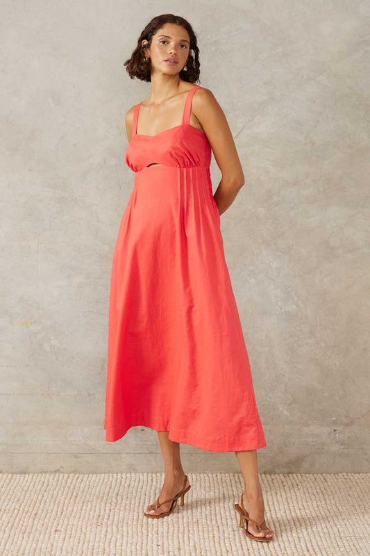 SUNLIGHT MIDI DRESS - HIBISCUS PINK