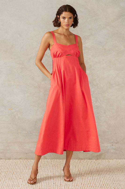 SUNLIGHT MIDI DRESS - HIBISCUS PINK