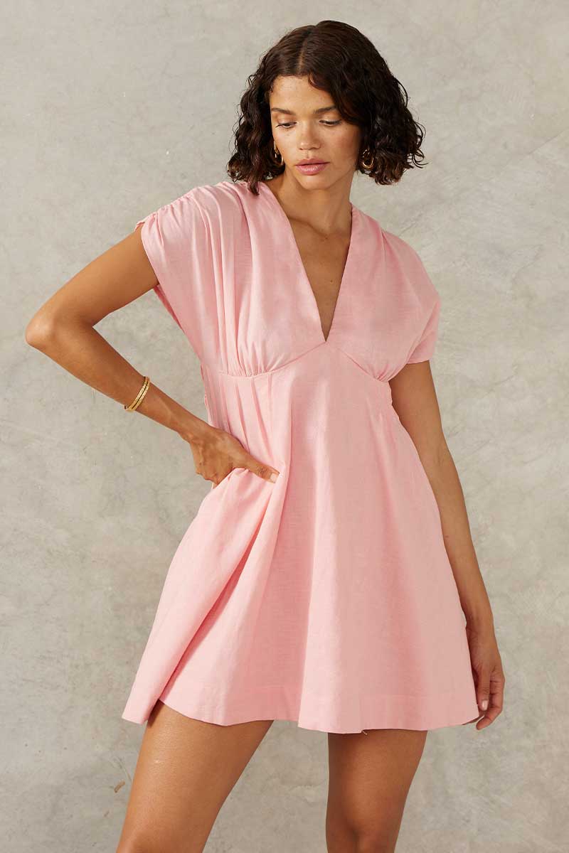 SUNLIGHT MINI DRESS - BLUSH PINK