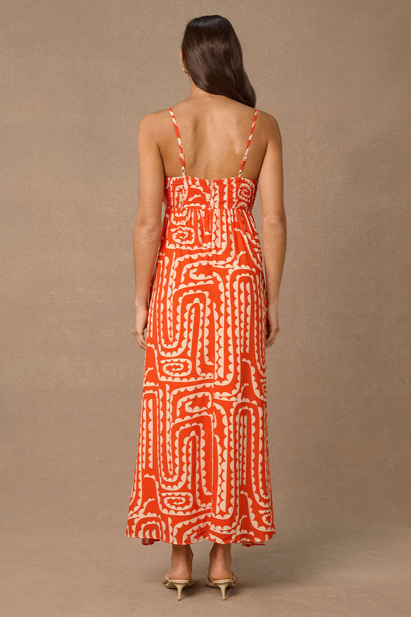 TEMPO PRINT MIDI DRESS